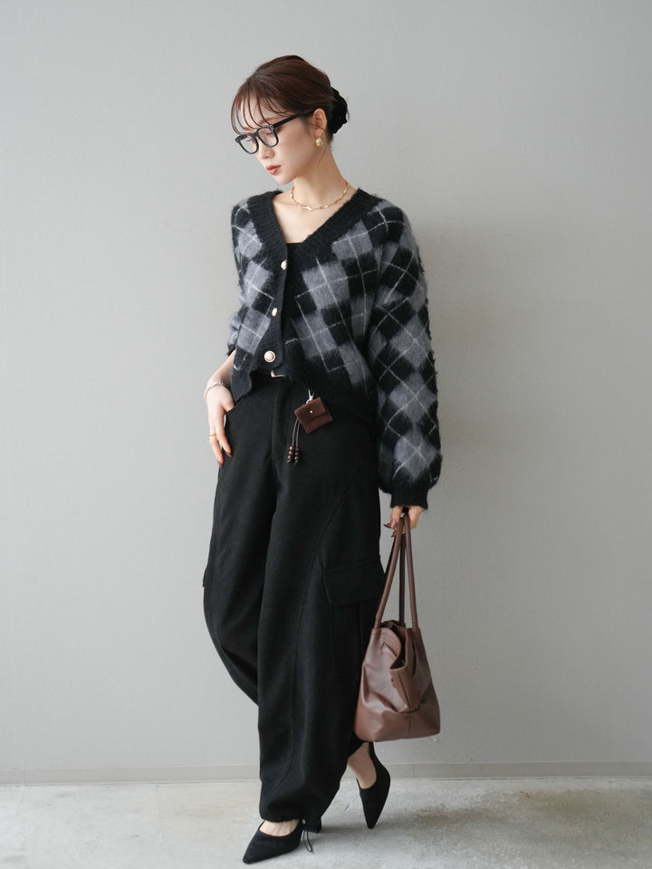 [予約]ベルト付コーデュロイカーゴパンツ/black