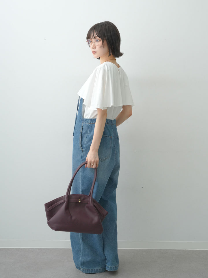 [SET]前後2wayケープTEE+フロントジップデニムサロペット(2set)