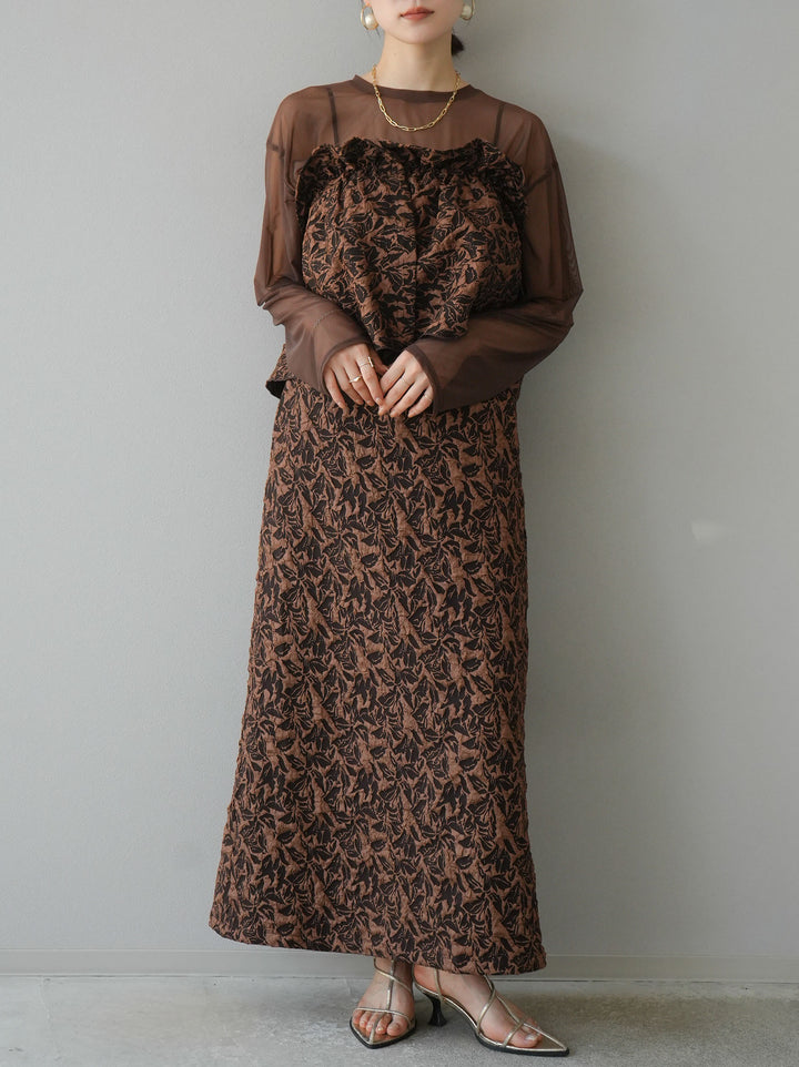 [予約]膨れジャガードマルチWAYスカート/ブラウン