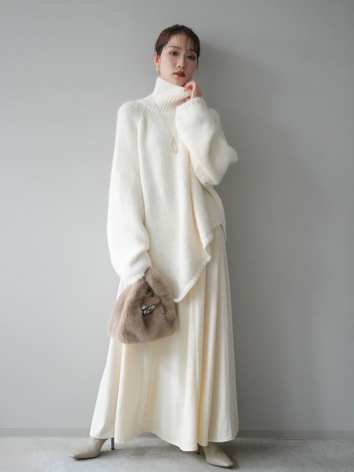 [予約]アシンメトリーハイネックニットプルオーバー/beige