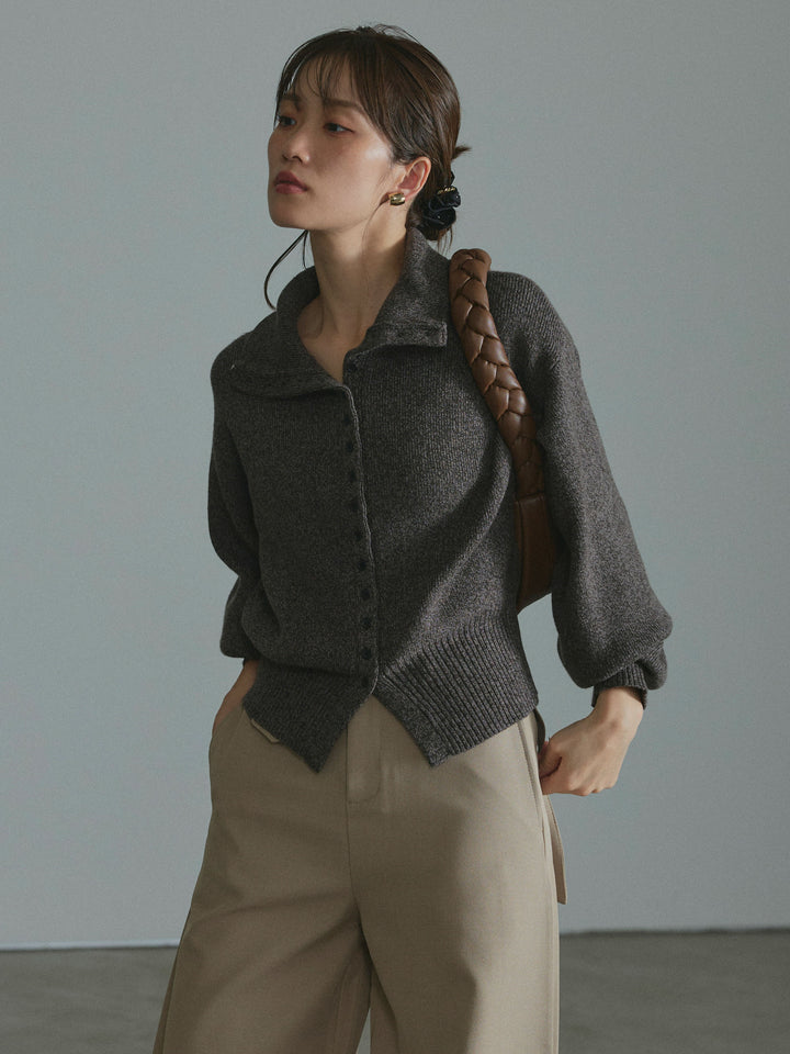 【Allure】[SET]ミックスハイネックカーディガン+ミックスハイネックカーディガン(2set)