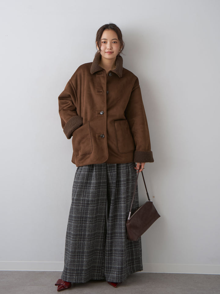 [予約]スエード×ボアムートンリバーシブルジャケット/brown