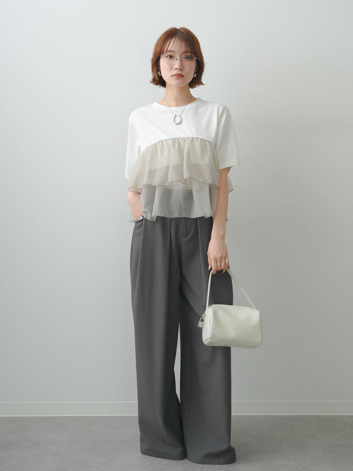 [SET]オーガンジーフリルドッキングTEE+選べるアクセセット(2set)