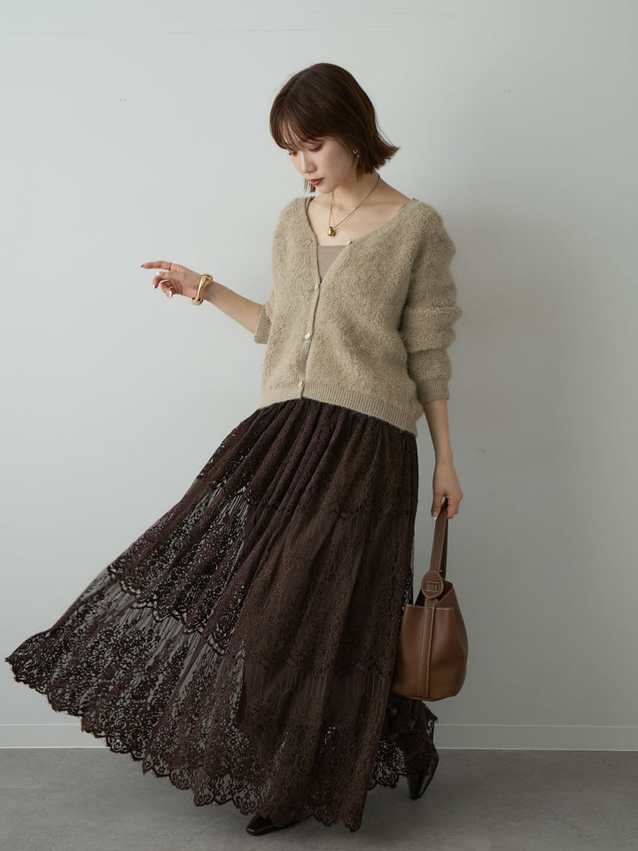 【套裝】圈圈針織短版開襟衫 + 圈圈針織短版開襟衫（兩件套）