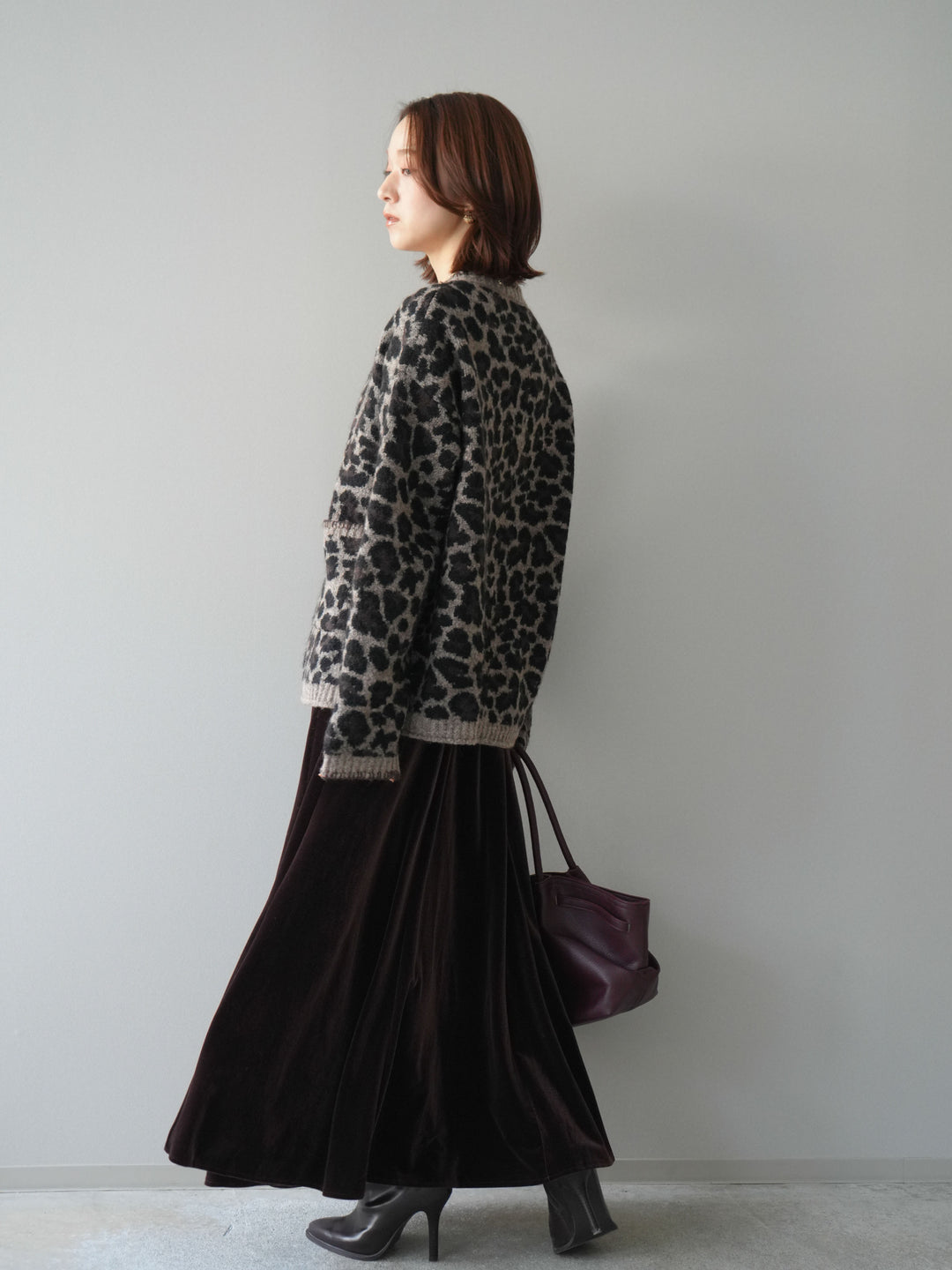 [予約]ベロアフレアスカート/brown