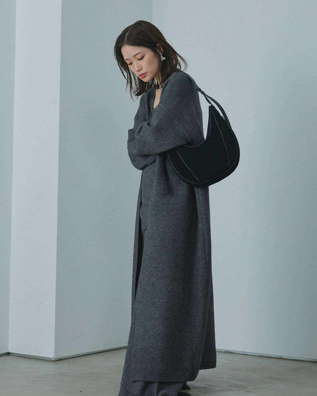 【Allure】[SET]ニットベアトップ＆ワイドパンツSET UP+ニットロングガウン(2set)