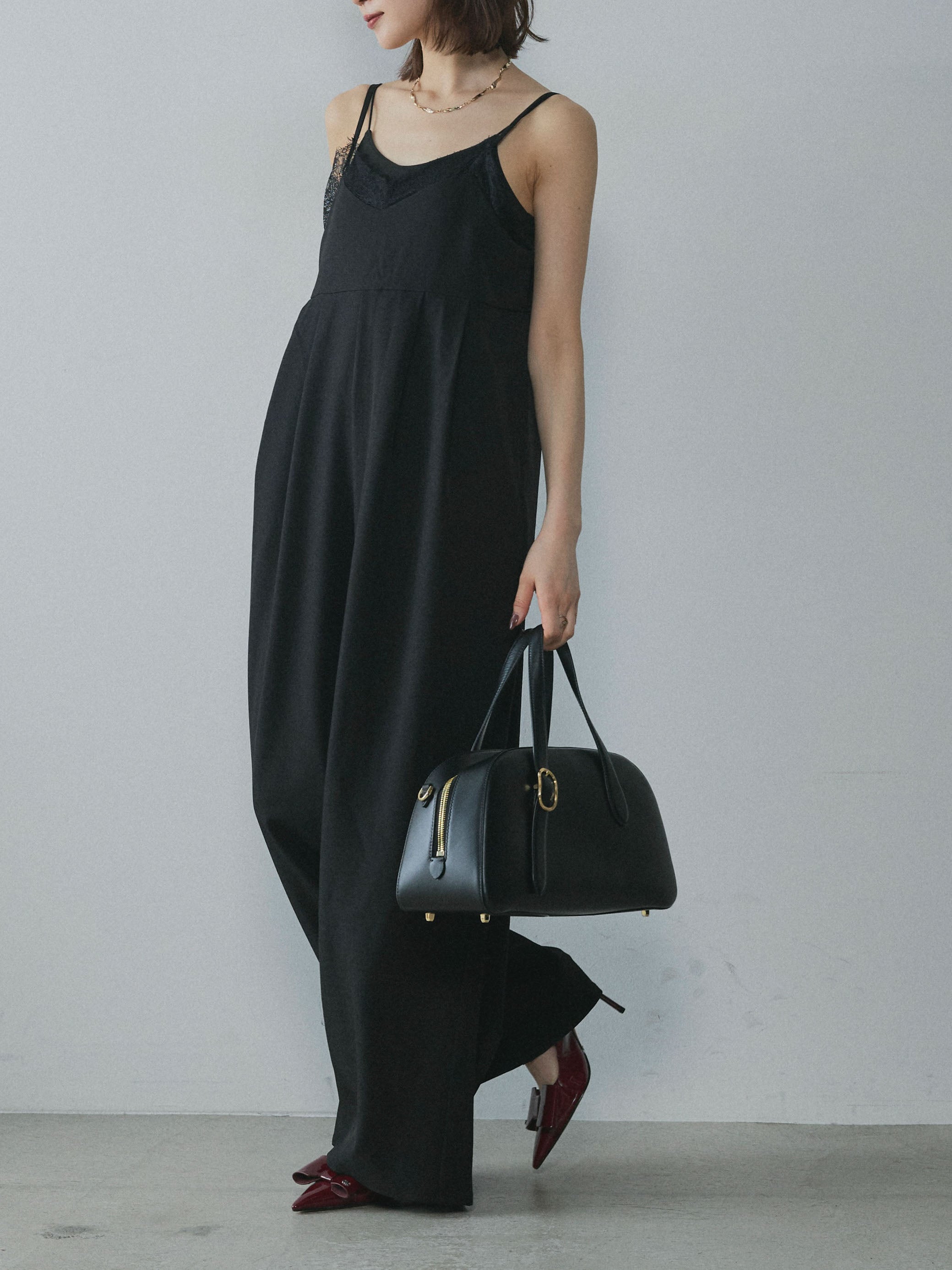 予約]レースキャミオールインワン/black – Lumier