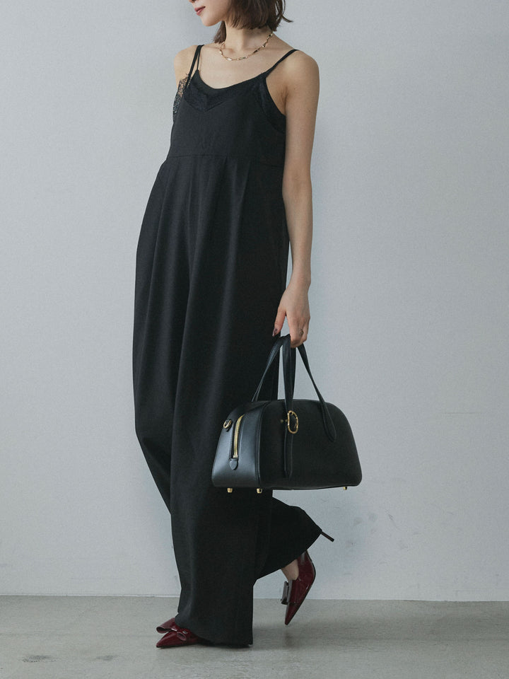 [予約]レースキャミオールインワン/black