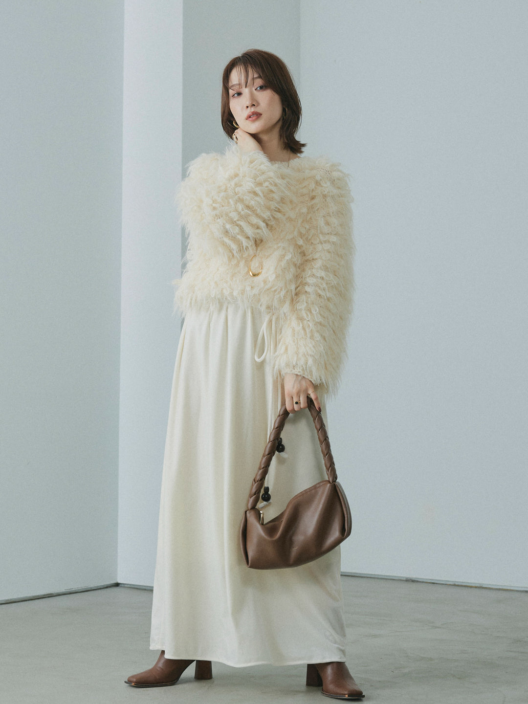 [予約]ベロアナロースカート/ivory