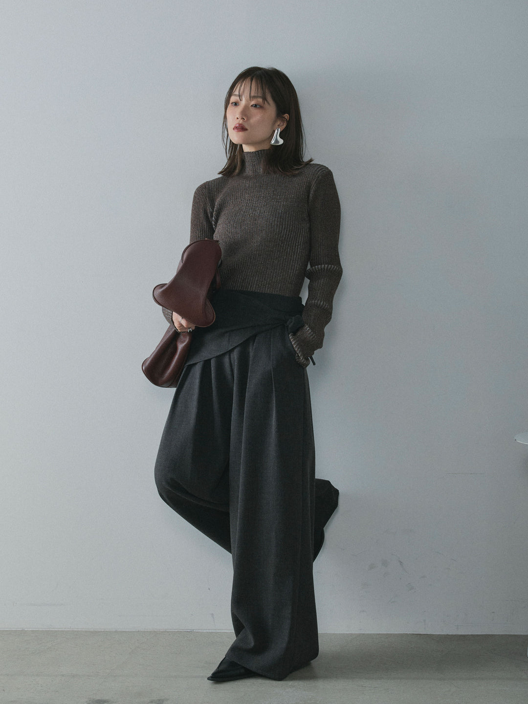 [予約]プレーティングハイネックプルオーバー/brown