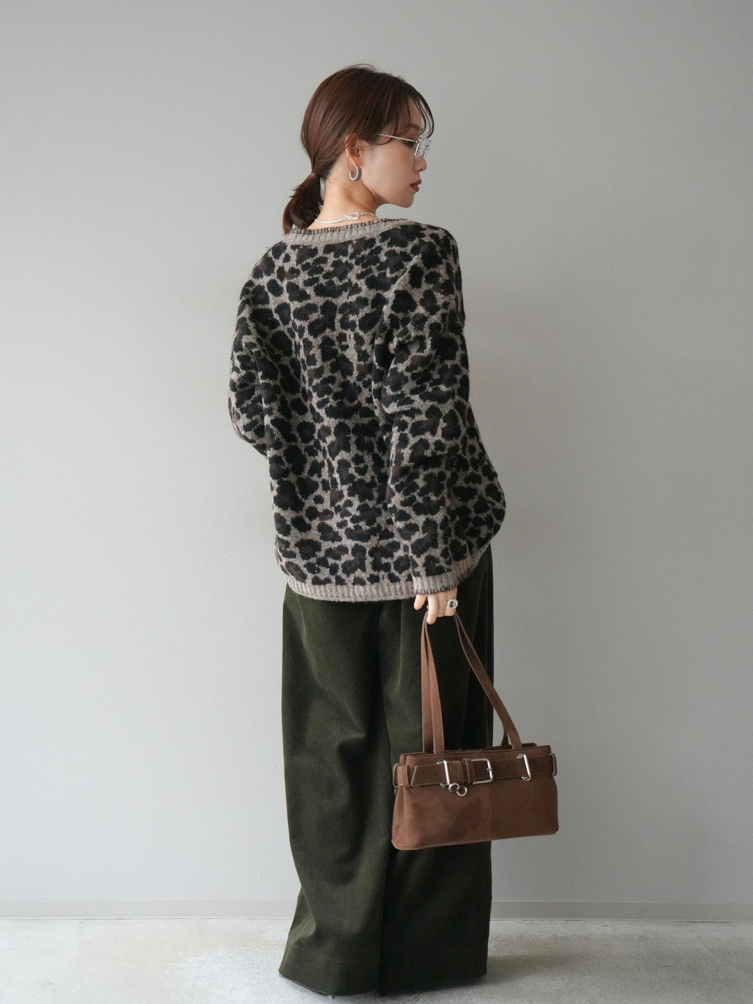 [予約]ベルト付コーデュロイワイドパンツ/green