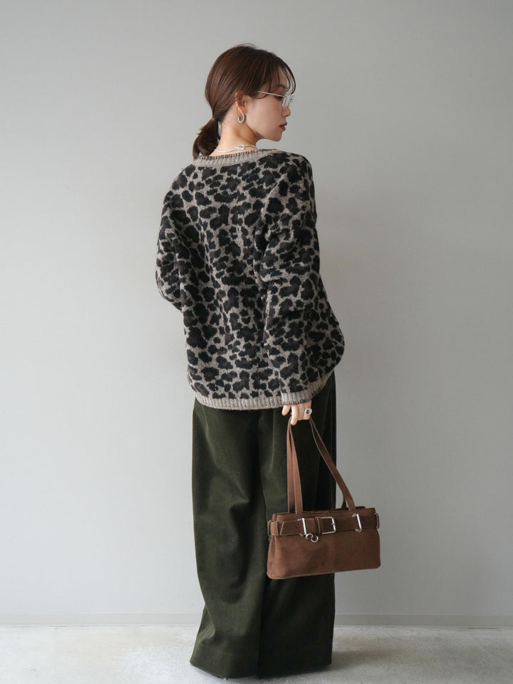 [予約]ベルト付コーデュロイワイドパンツ/green