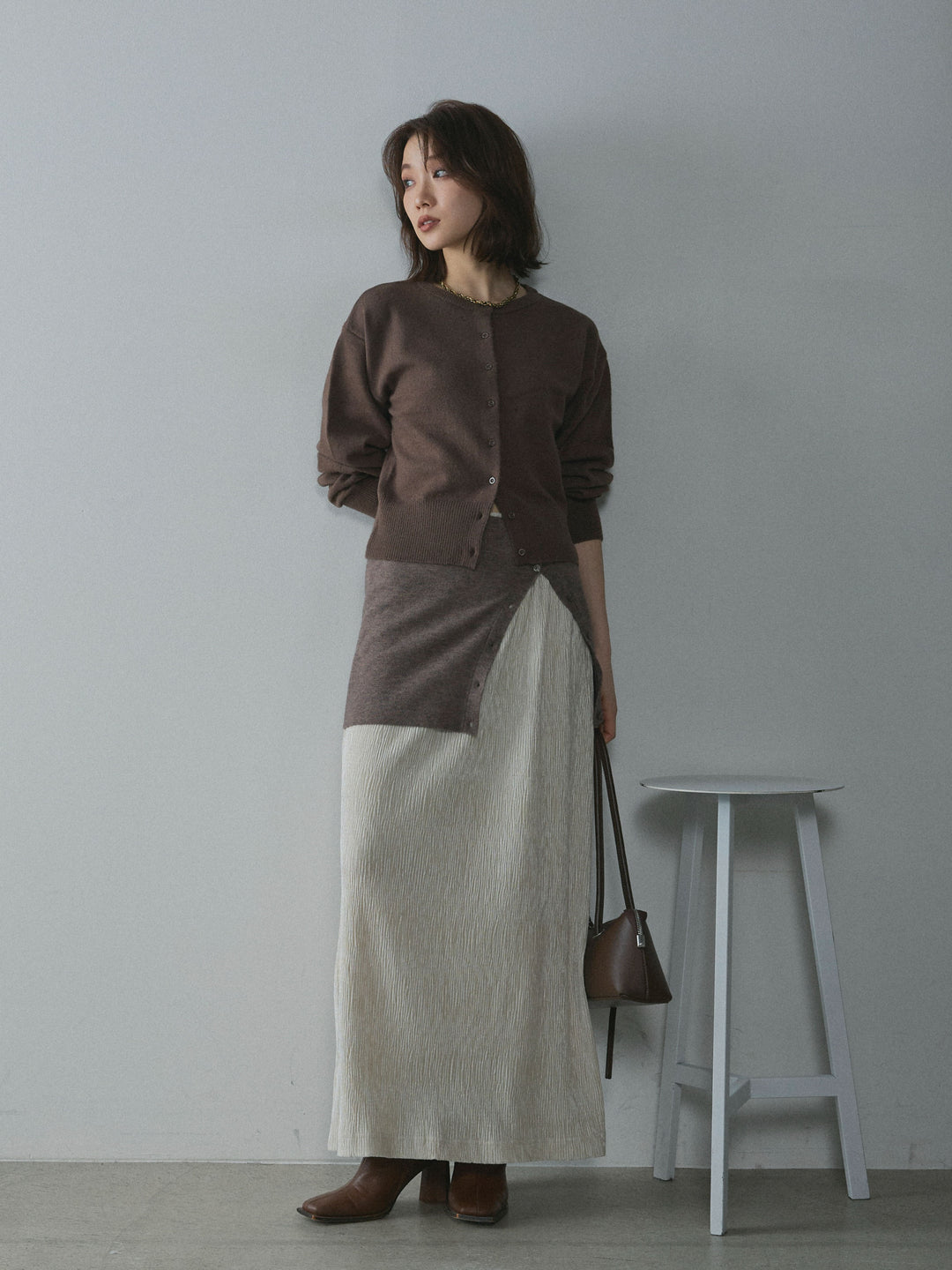 [予約]プリーツベロアタイトスカート/off