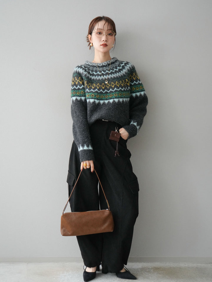 [予約]ベルト付コーデュロイカーゴパンツ/black