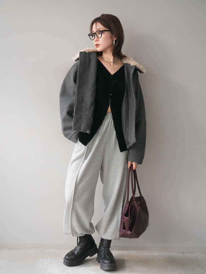 [予約]ロービングボアえりブルゾン/charcoal