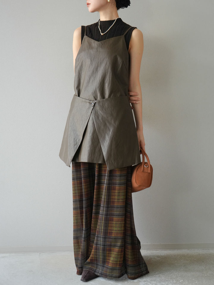 [予約]レイヤードレザーキャミソールチュニック/ブラウン