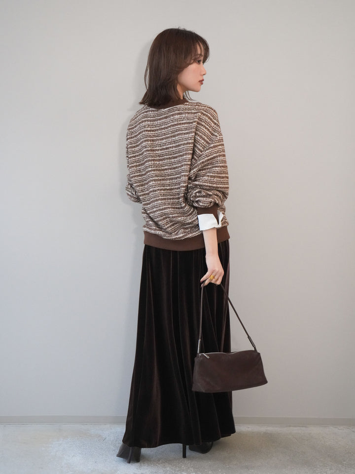 [予約]ベロアフレアスカート/brown