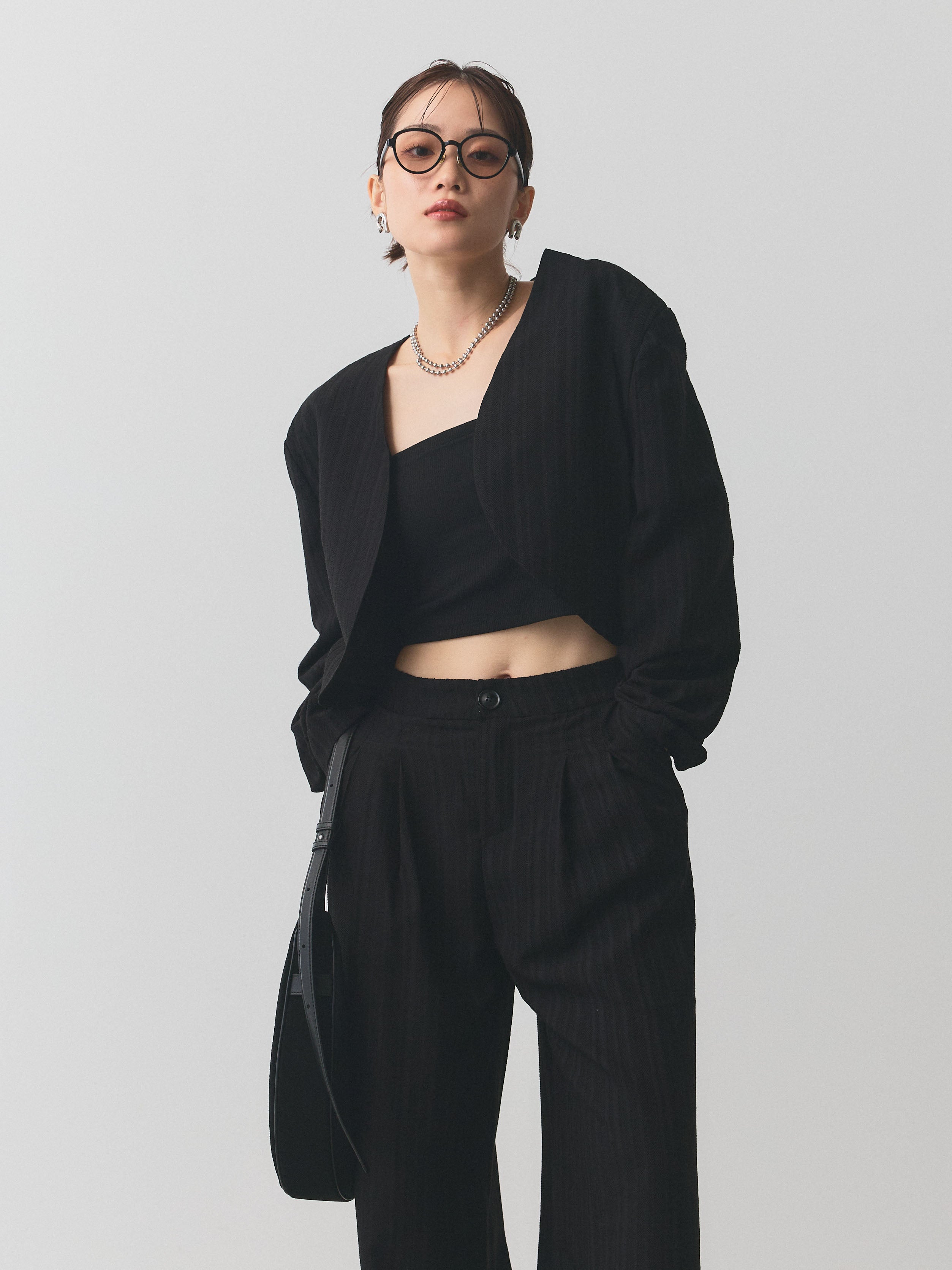 SET]ヘリンボーンショートジャケット＆ワイドパンツSET UP – Lumier