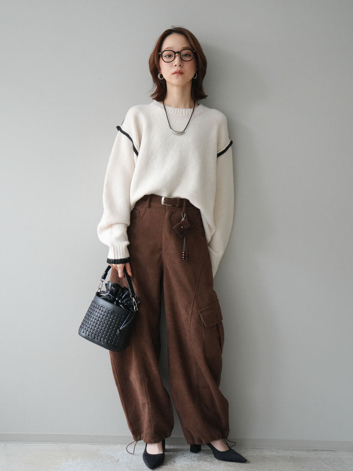 [予約]ベルト付コーデュロイカーゴパンツ/brown