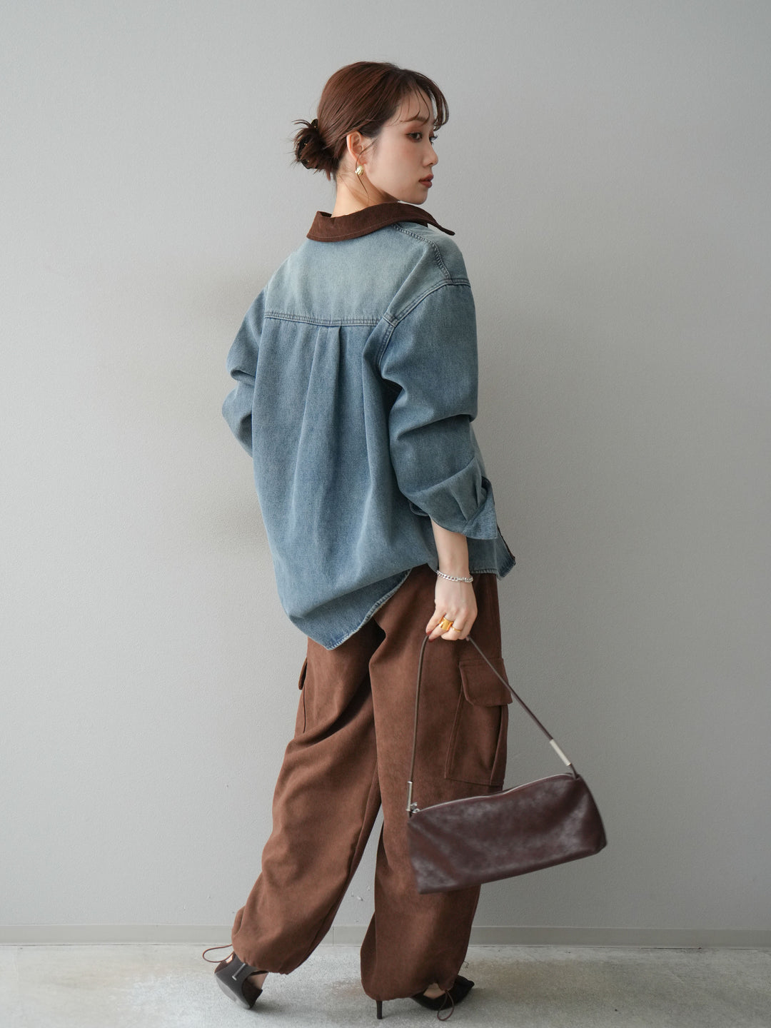 [予約]ベルト付コーデュロイカーゴパンツ/brown