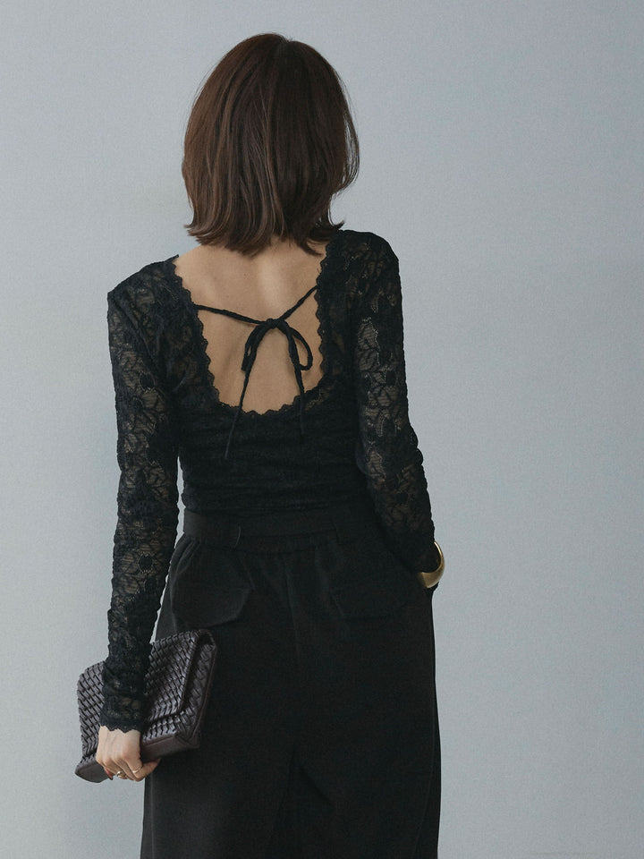 [予約]バックオープンレーストップス/black