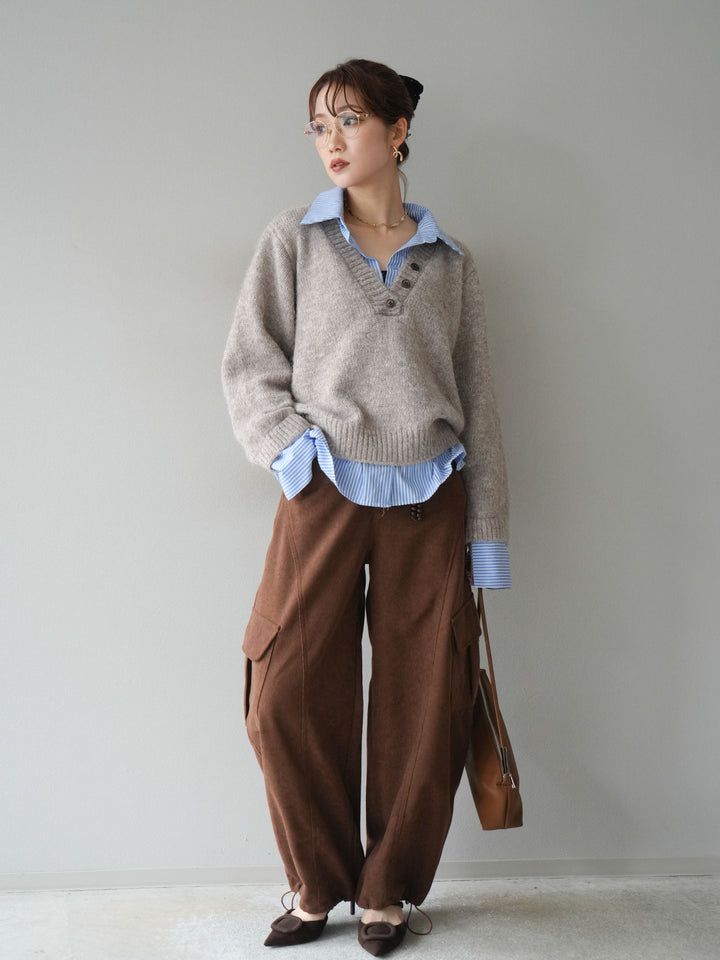 [予約]ベルト付コーデュロイカーゴパンツ/brown