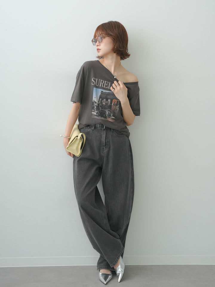 [SET]ワイドネックプリントTEE+選べるアクセセット(2set)