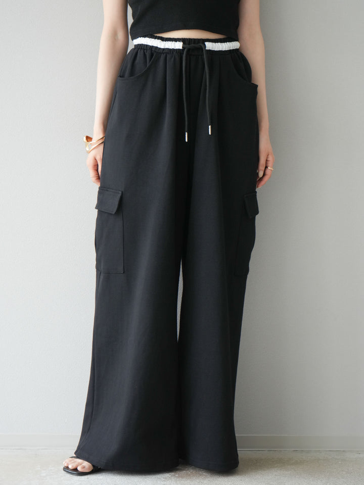 【預購】腰部側袋運動褲/黑色