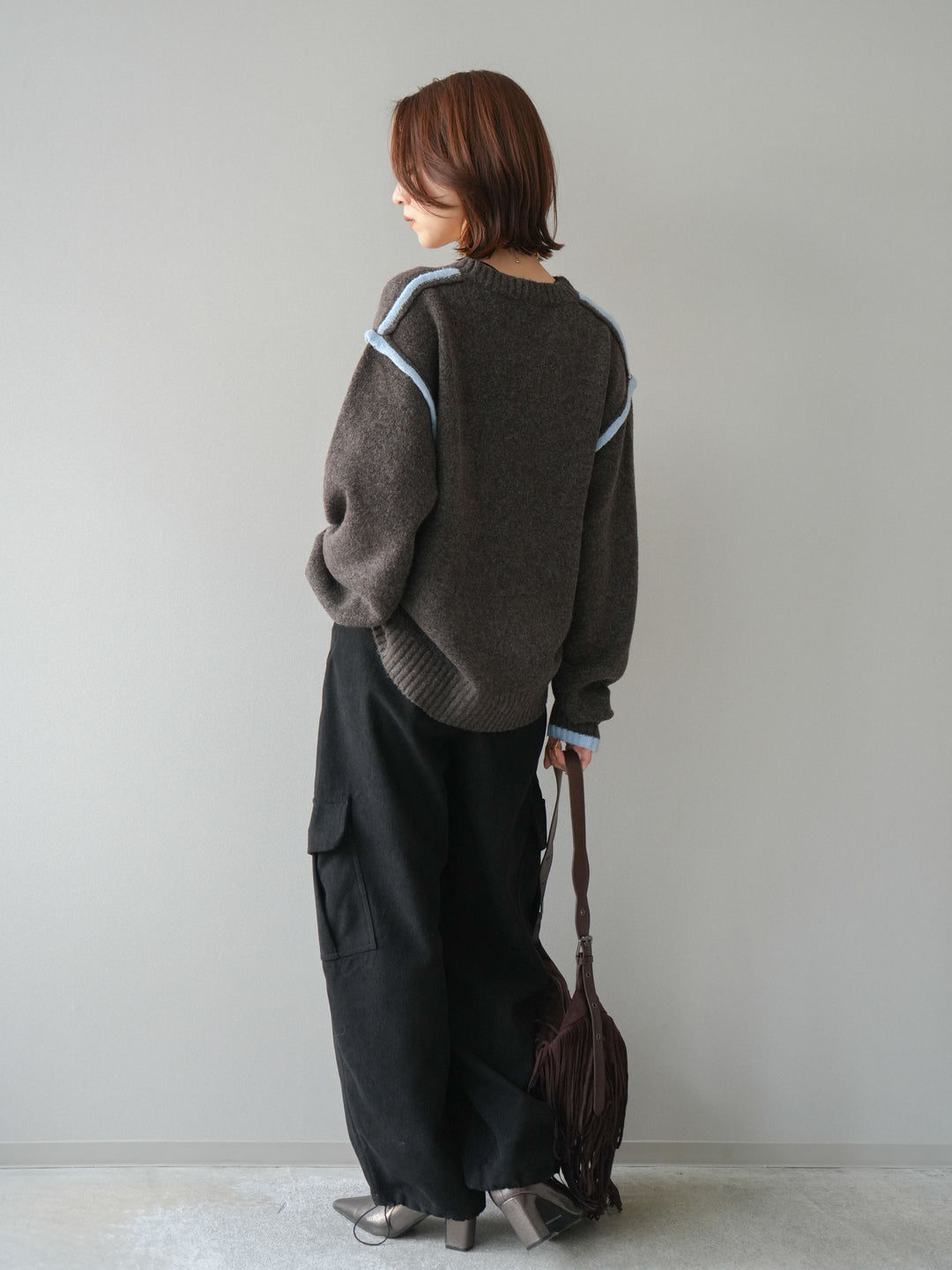 [予約]ベルト付コーデュロイカーゴパンツ/black