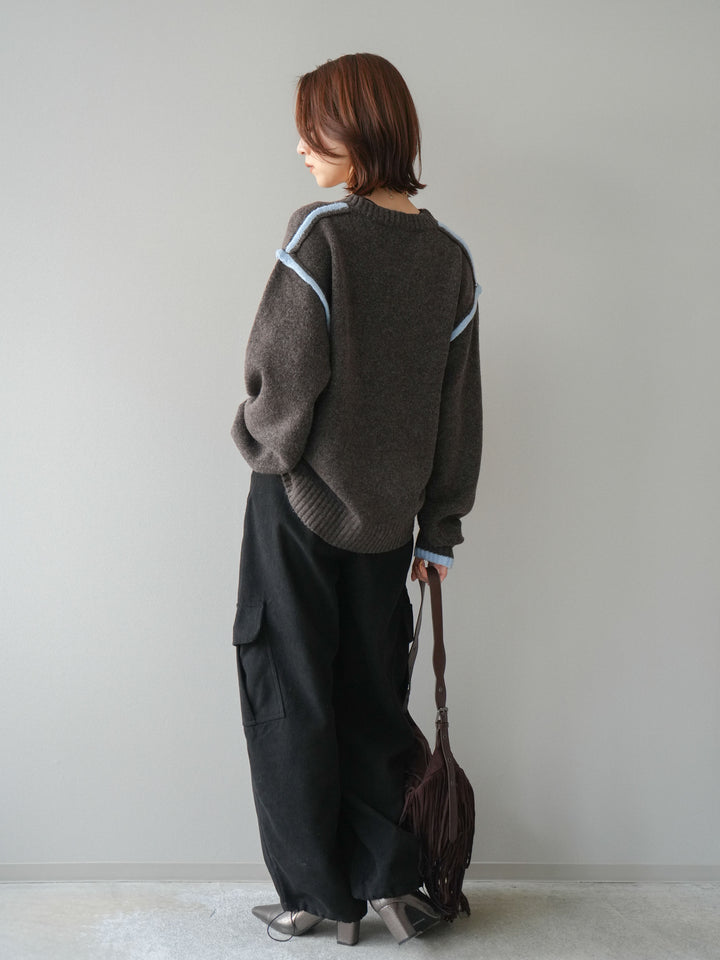 [予約]ベルト付コーデュロイカーゴパンツ/black