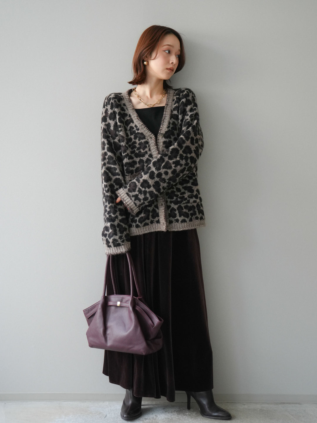 [予約]ベロアフレアスカート/brown