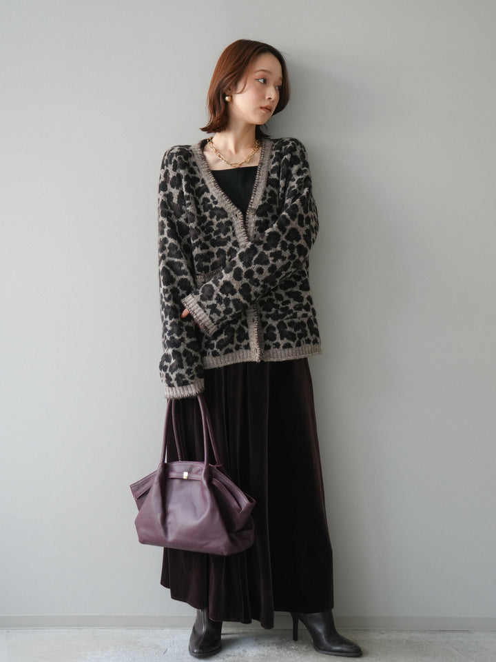 [予約]ベロアフレアスカート/brown