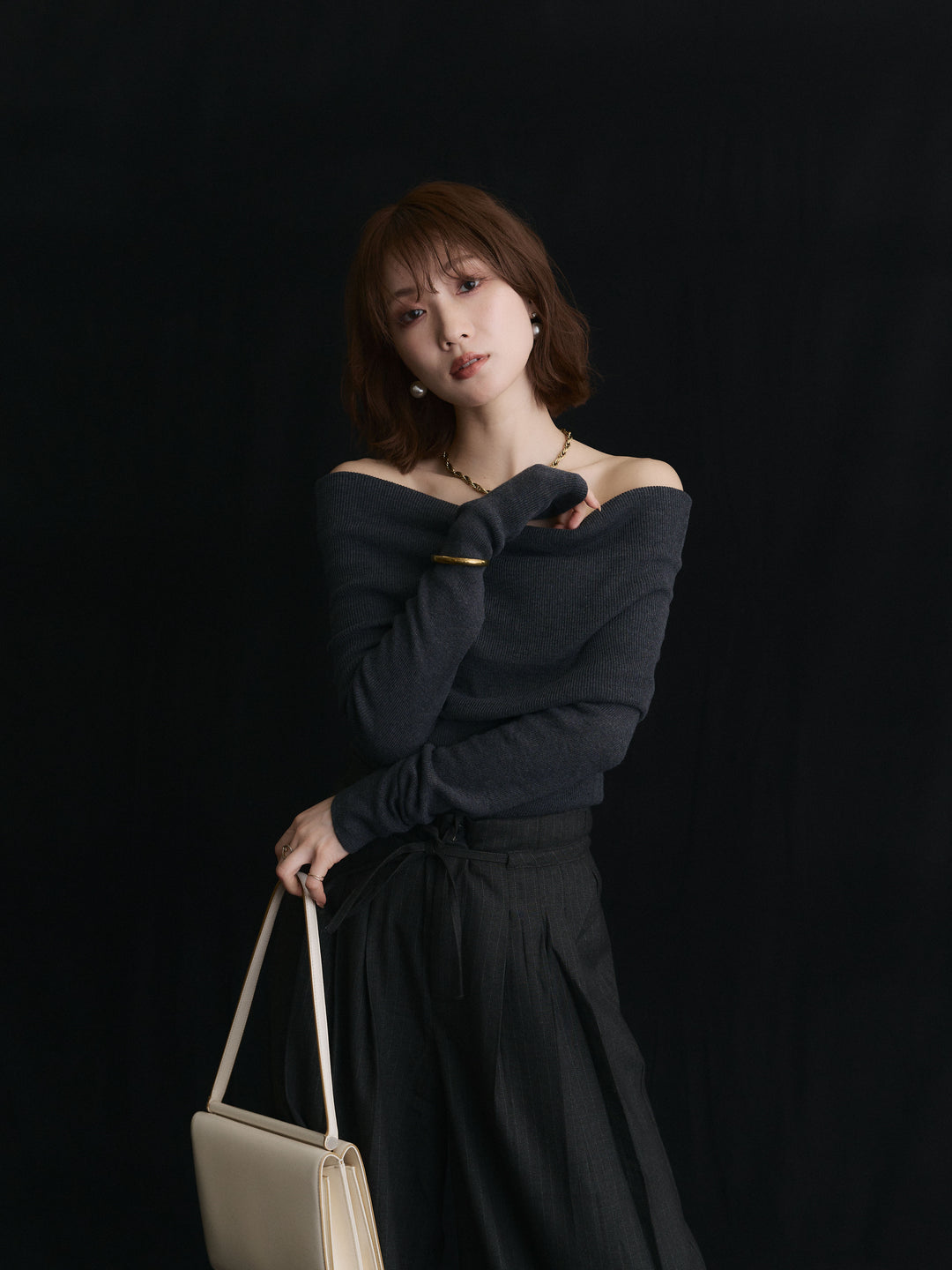 【Allure】[SET]オフショルニットトップス+オフショルニットトップス(2set)