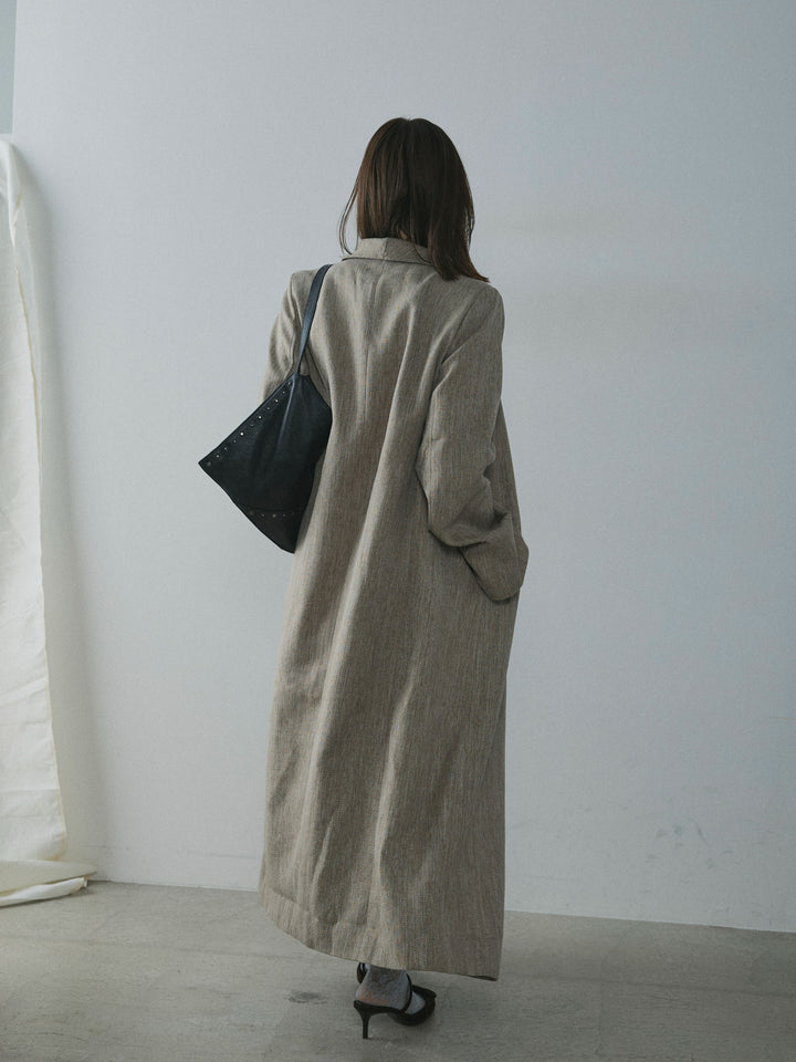 【Allure】[SET]ツイードタッチロングコート+ベルト付ウールタッチミディアムパンツ(2set)