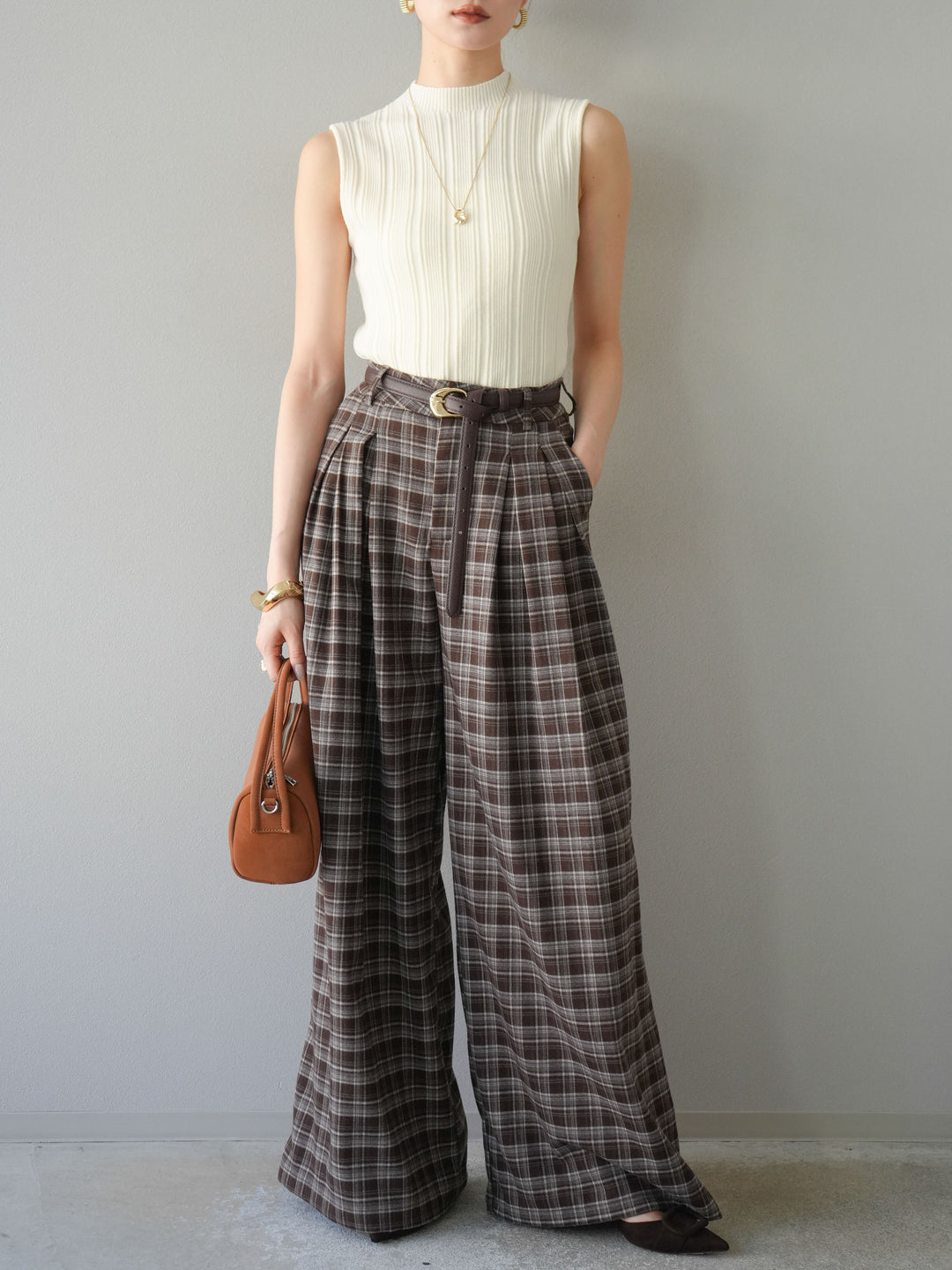 [予約]スリーブレスランダムリブニットトップス/アイボリー