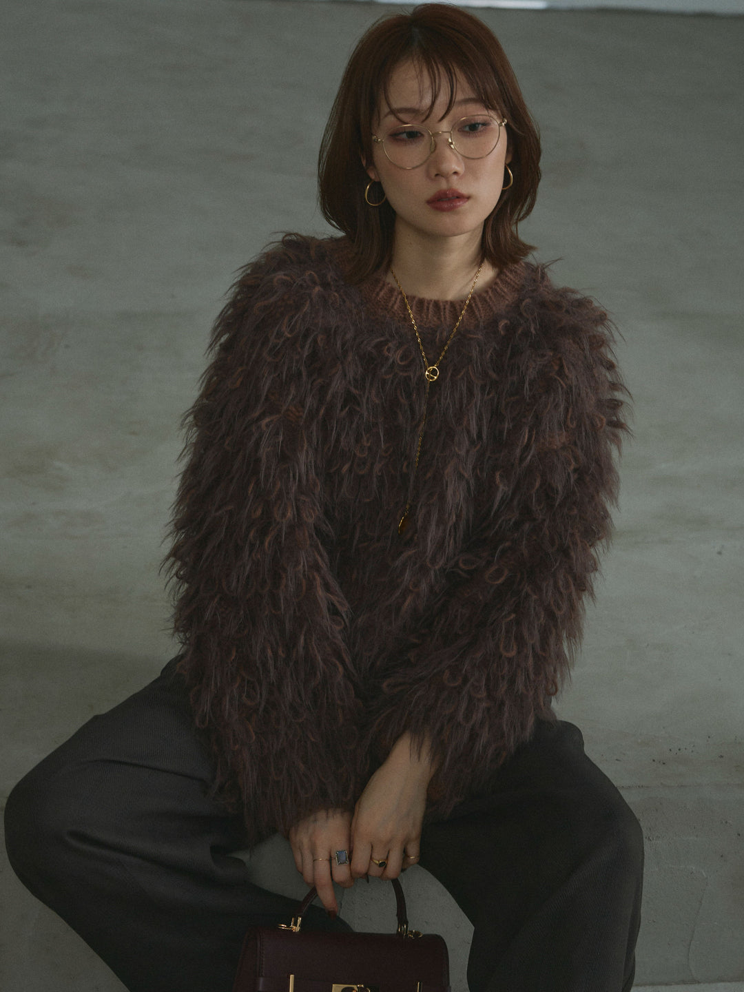 【Allure】[SET]ミックスシャギーループニットプルオーバー+ミックスシャギーループニットプルオーバー(2set)