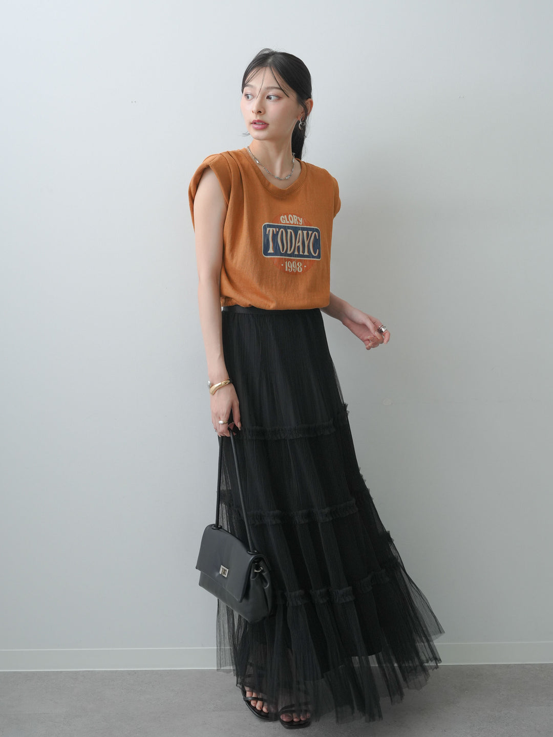 [SET]ヴィンテージロゴドロストTEE+ホイップチュールティアードフレアスカート(2set)
