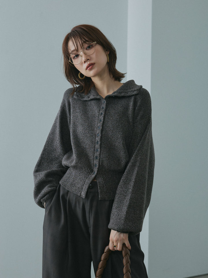 【Allure】[SET]ミックスハイネックカーディガン+ミックスハイネックカーディガン(2set)