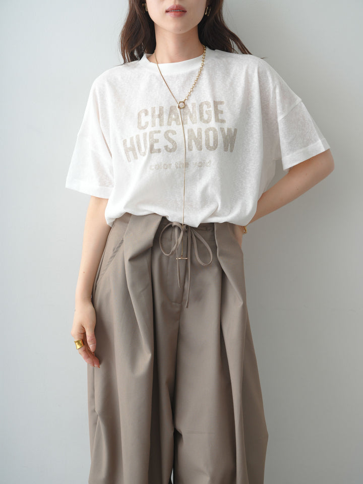 [SET]シアースラブロゴワイドTEE+ベルトループカーブタックワイドパンツ(2set)