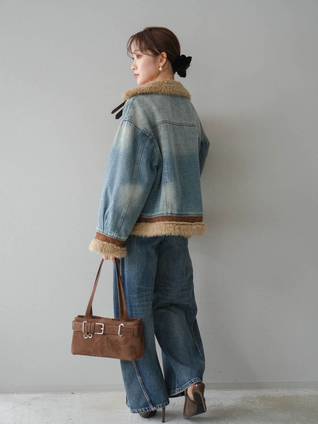 [予約]サイド切替カーブデニムパンツ/blue