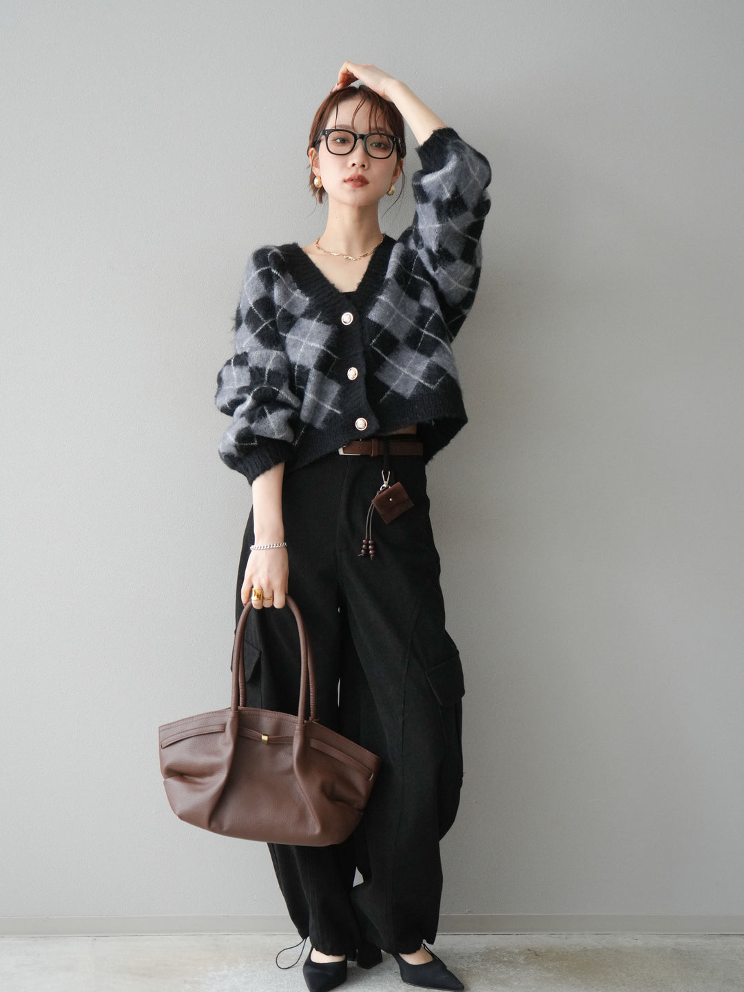 [予約]ベルト付コーデュロイカーゴパンツ/black