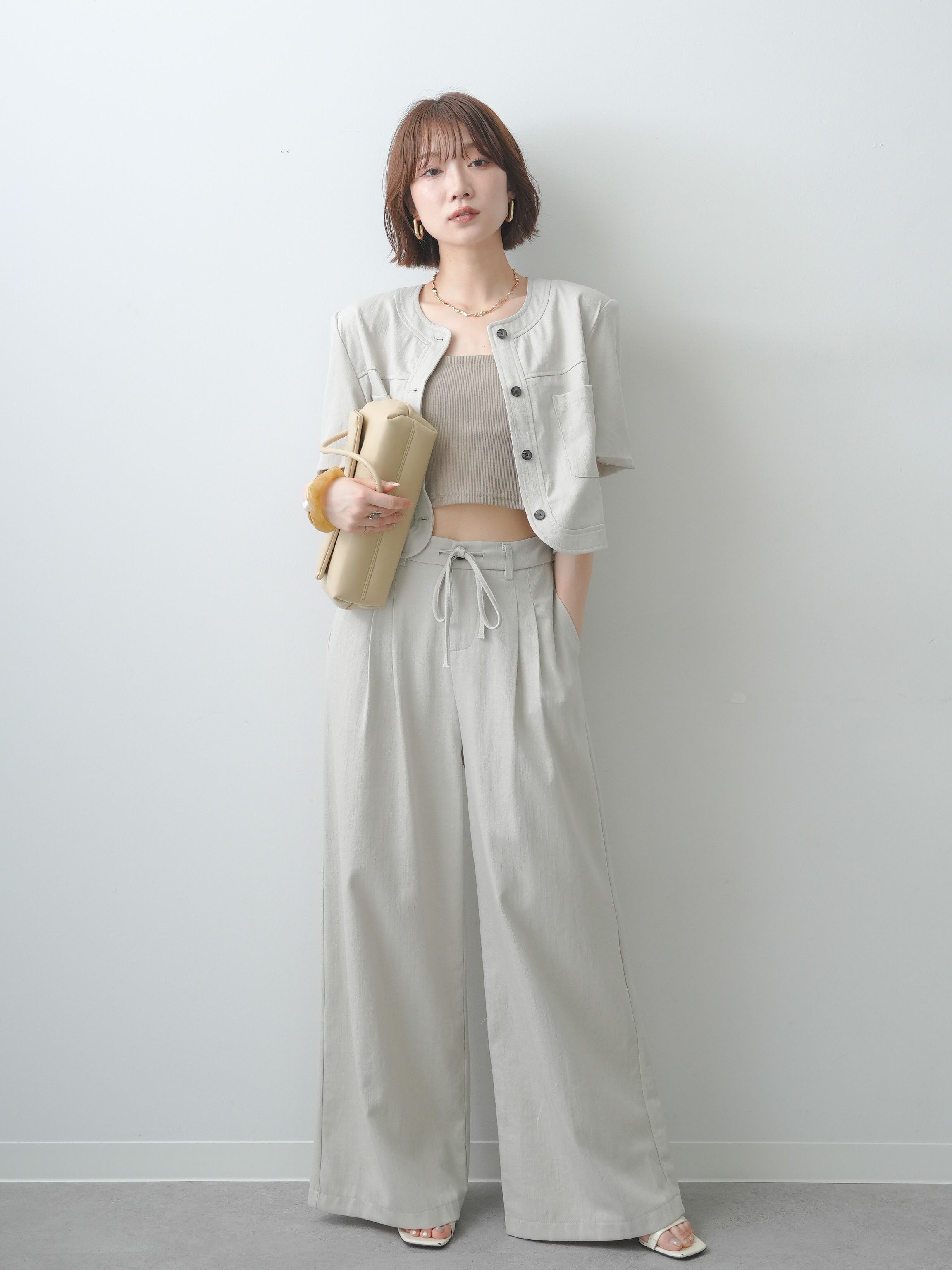 SET]ダブルポケットハーフショートジャケット+ダブルタックストレート