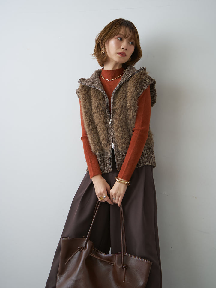 [予約]メランジファーニットベスト/brown