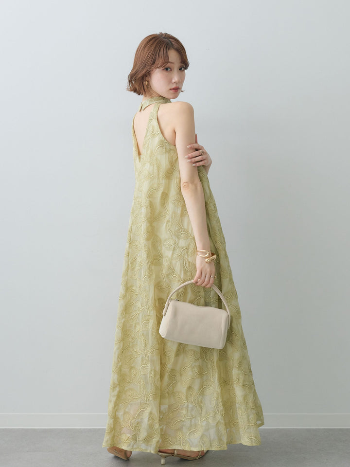 [SET]リーフエンブロイダリーホルターワンピース+リーフエンブロイダリーホルターワンピース(2set)