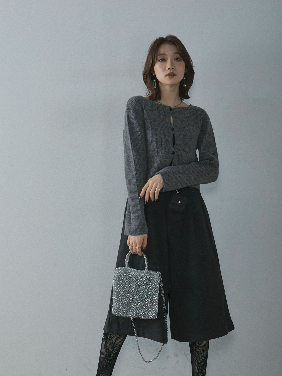 【Allure】[SET]デザインショートニットカーディガン+デザインショートニットカーディガン(2set)