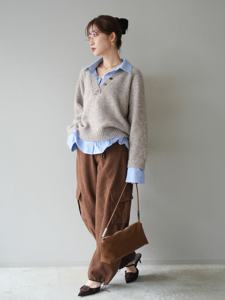 [予約]ベルト付コーデュロイカーゴパンツ/brown