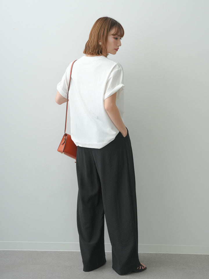 [SET]クールタッチアートロゴオーバーTEE+ベルト付ワッシャーライトワイドパンツ(2set)