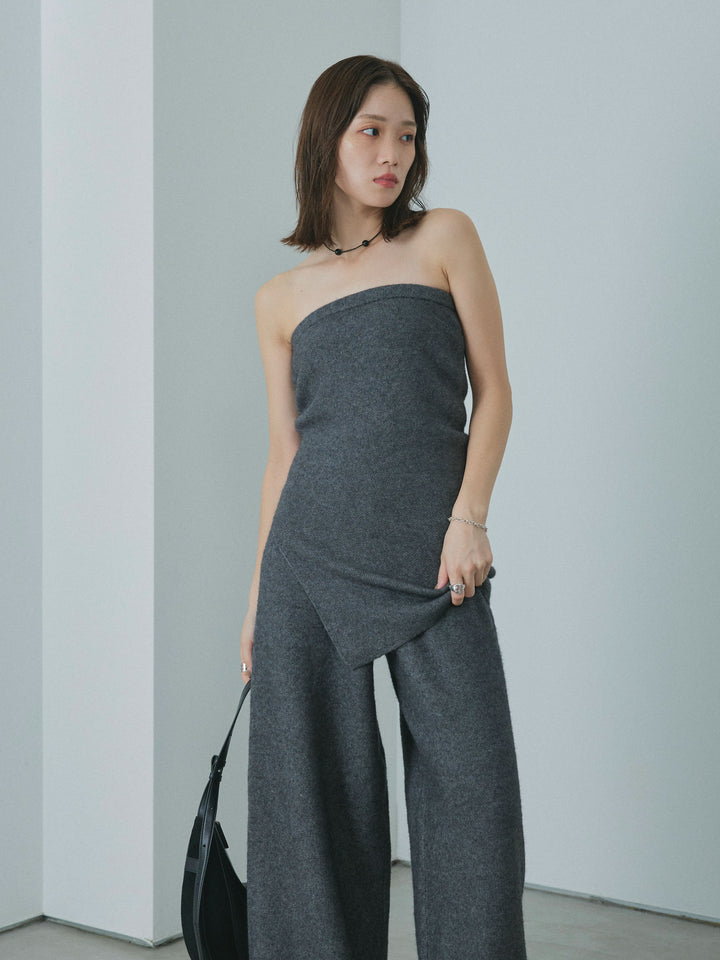 【Allure】[SET]ニットベアトップ＆ワイドパンツSET UP