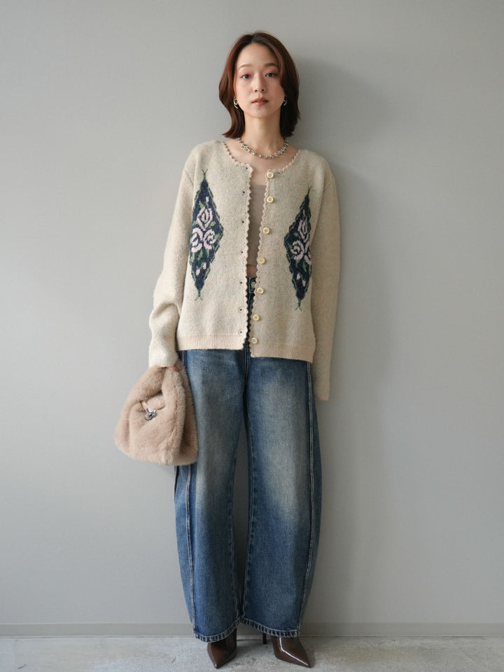 [予約]サイド切替カーブデニムパンツ/blue