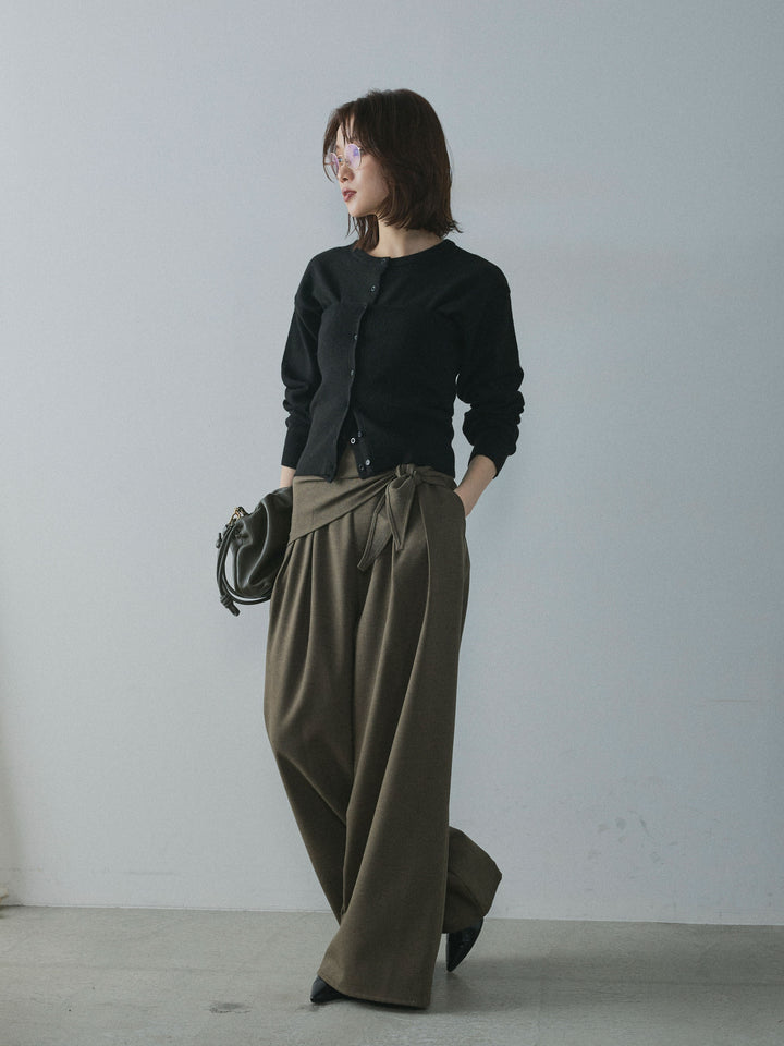 【Allure】[SET]2WAYビスチェアンサンブルカーディガン+スカーフ付ワイドパンツ(2set)